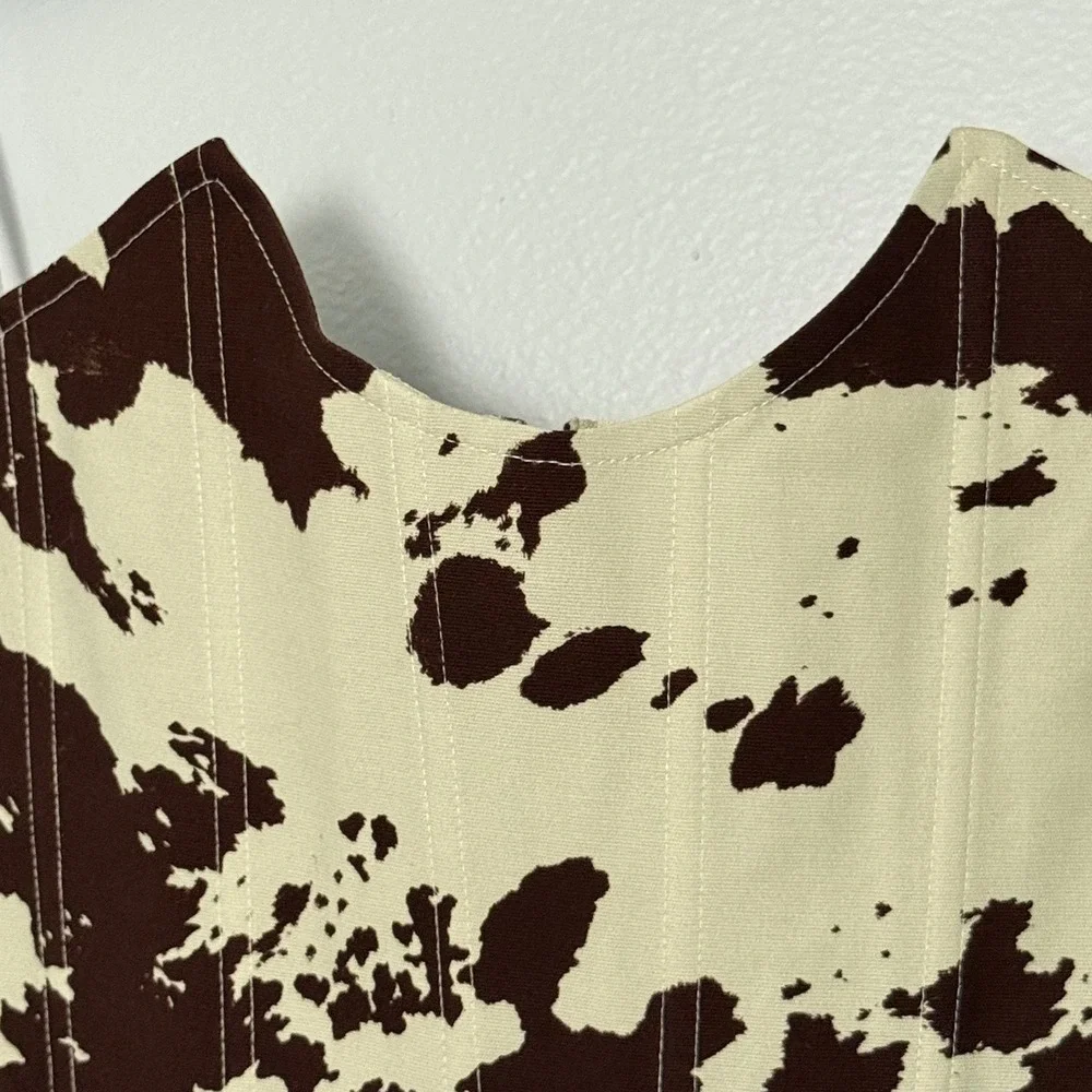 Miaou Brown and Cream Strapless Cowprint Corset Top - Picture 4 of 7